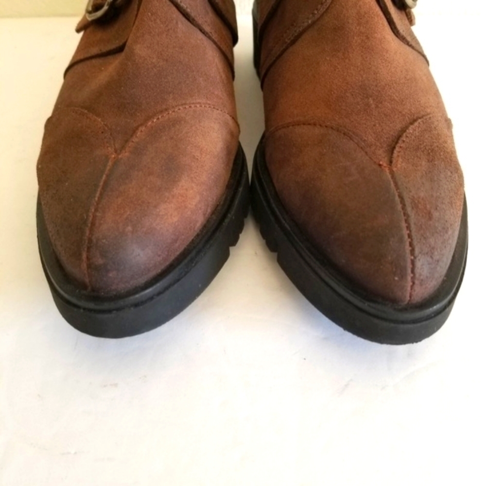 Women's Brown Handmade Leather  Nubuck Shoes Sz 8 - Picture 4 of 6